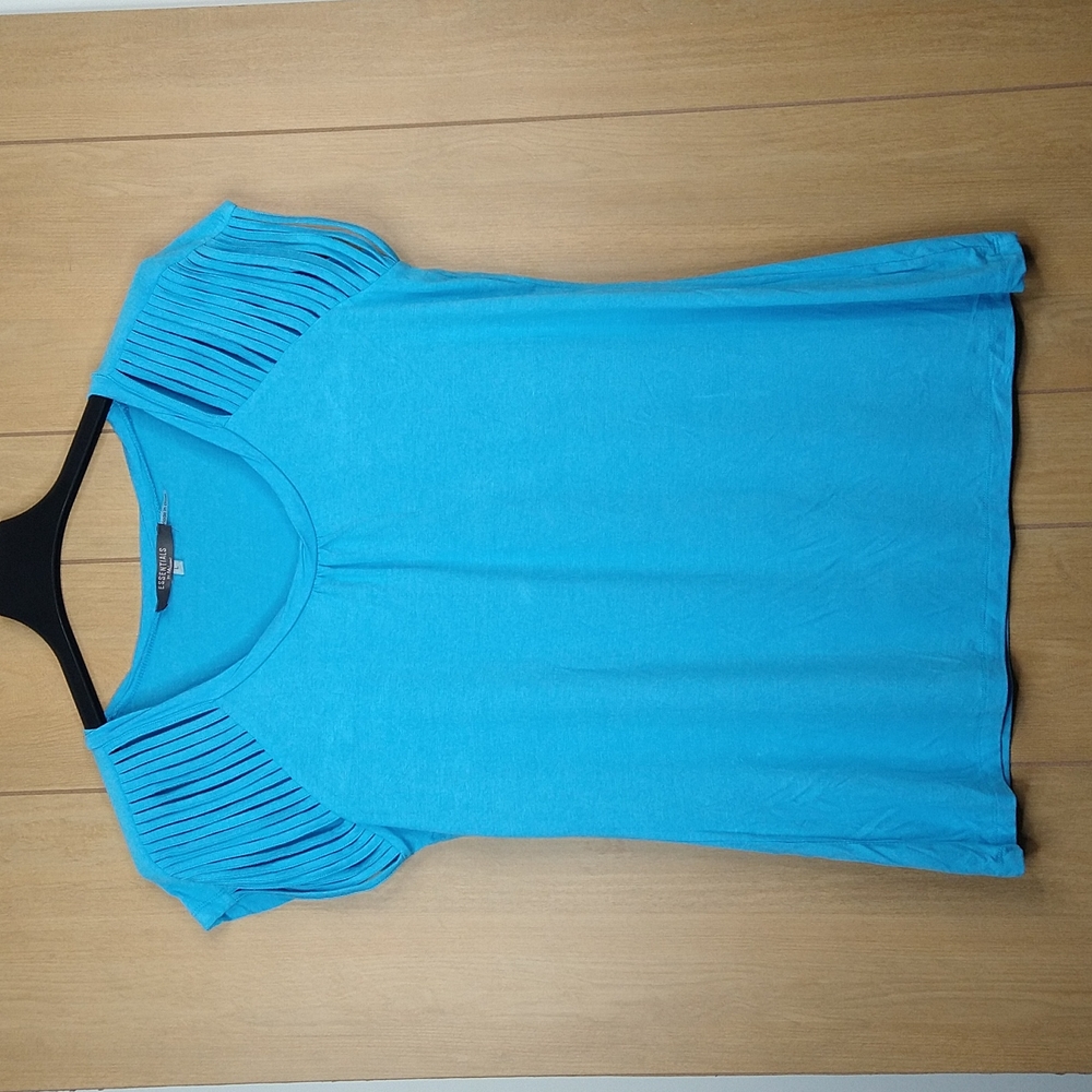 Essentials Blue Designed Tee- Shirt Size: L